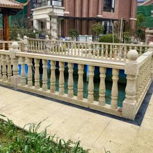 南平黄金麻花岗岩石材栏杆，扶手，将军柱，花瓶柱