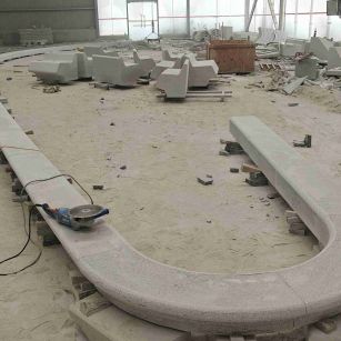 南平 芝麻白花岗岩弧形花坛石，坐凳石