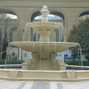 南平 黄金麻花岗岩异型加工——户外庭院石雕流水喷泉