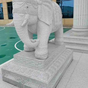 南平 白麻花岗岩动物异形石雕-大象