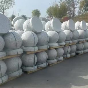 南平 白麻花岗岩石材圆球，石球，挡车球，隔离球，景观石球，风水球等