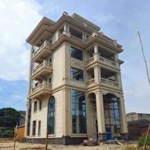 南平 黄金麻花岗岩石材别墅外墙干挂搭配（雕花栏杆花瓶柱门楼罗马柱）