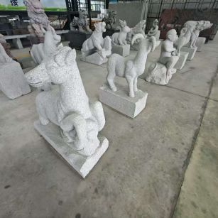 南平 芝麻白花岗岩造型立体雕刻——十二生肖