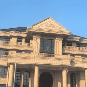 南平黄金麻别墅外墙干挂石材效果示例