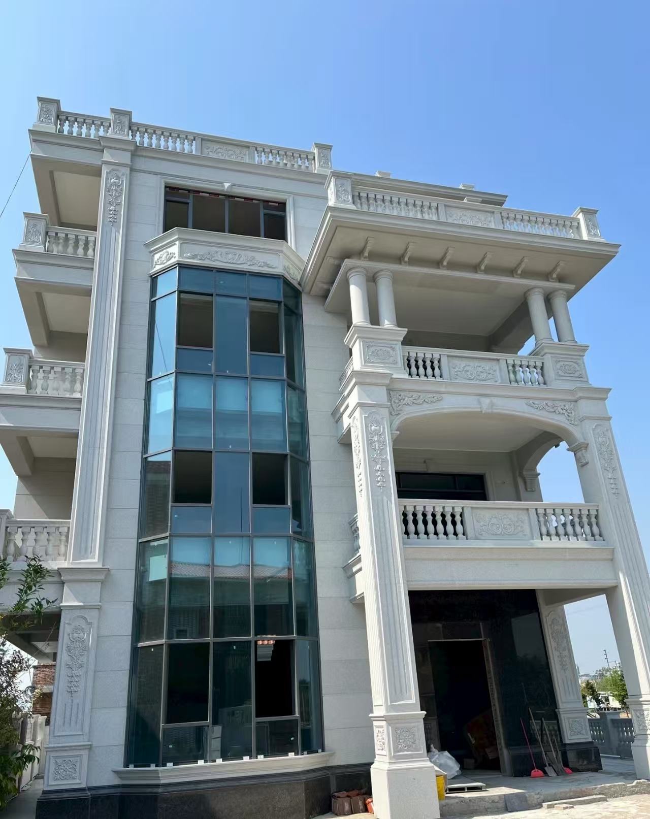 南平 白麻花岗岩别墅外墙干挂效果展示