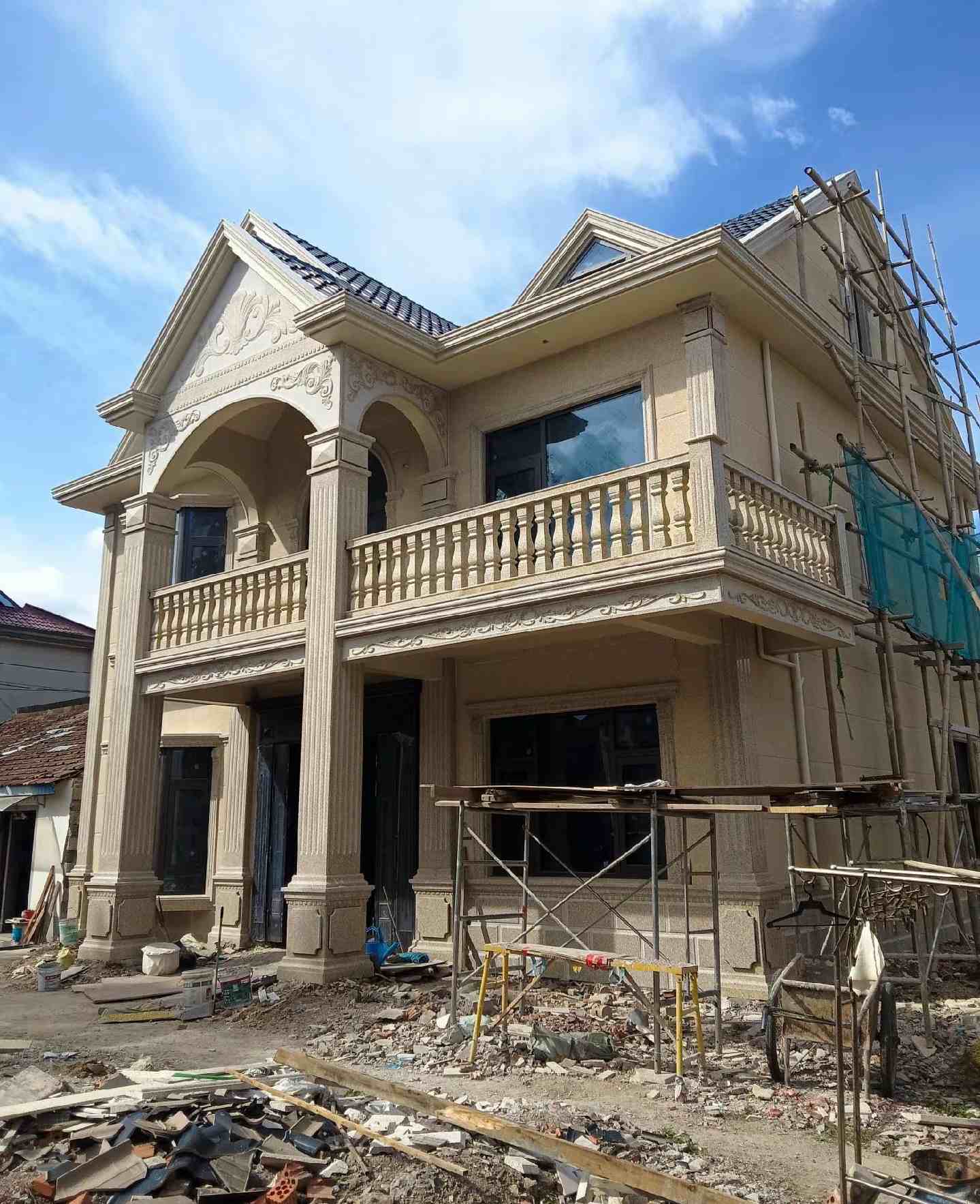 南平 黄金麻花岗岩石材私人别墅雕花门楼柱阳台栏杆