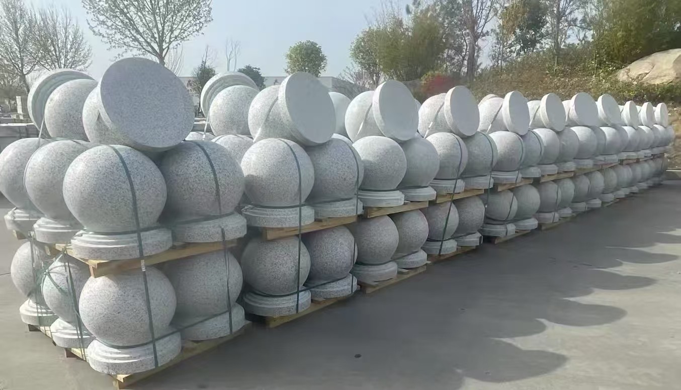 南平 白麻花岗岩石材圆球，石球，挡车球，隔离球，景观石球，风水球等