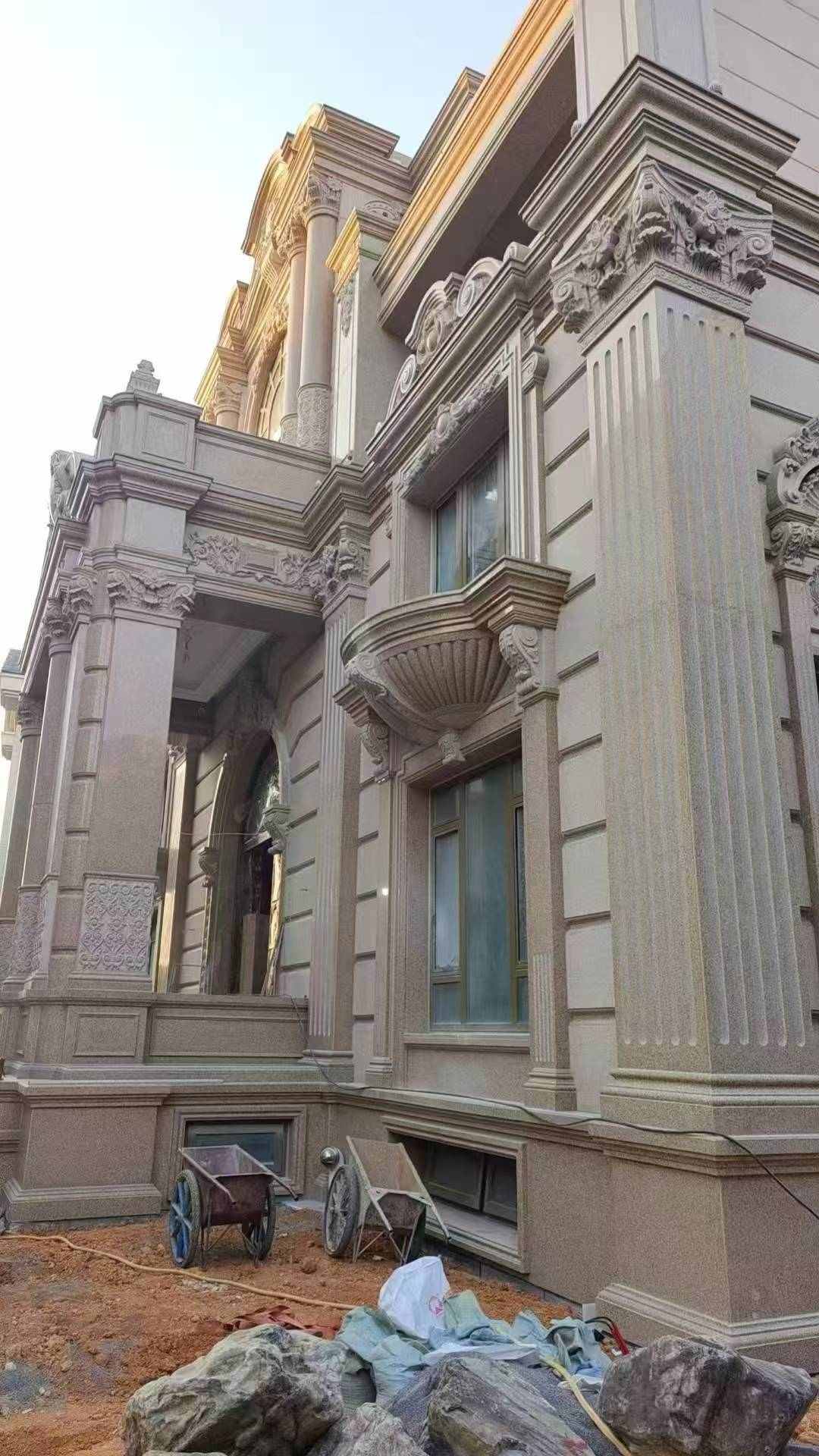 南平 黄金麻花岗岩光面别墅外墙干挂施工完成