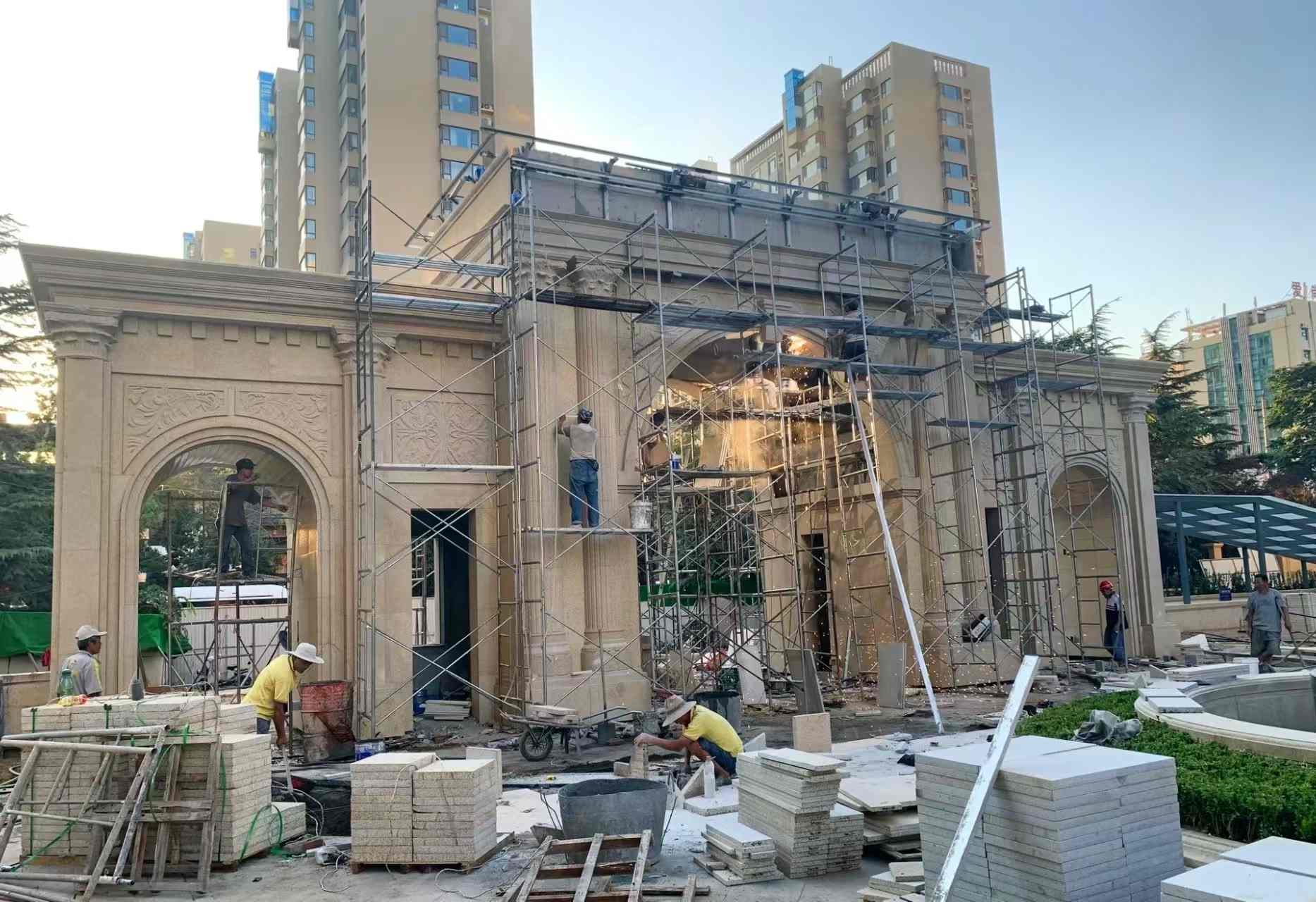 南平 黄金麻荔枝面花岗岩小区门楼外墙干挂